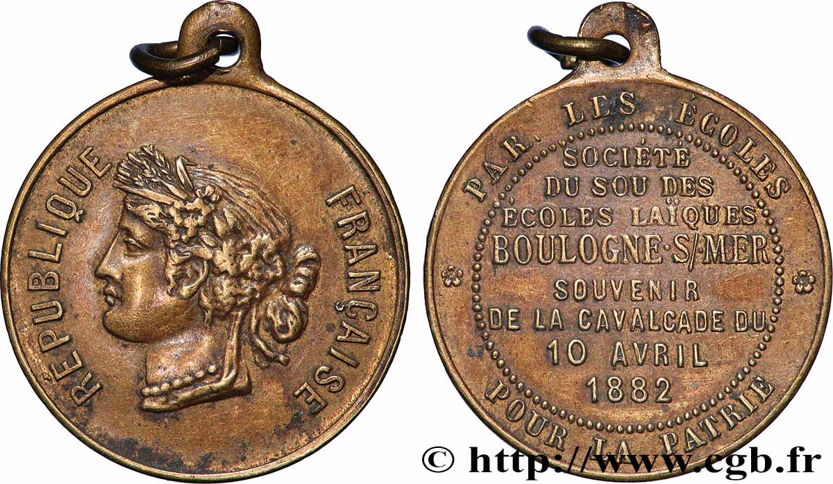 TROISIÈME RÉPUBLIQUE Médaille, Société du sou des écoles laïques TTB+