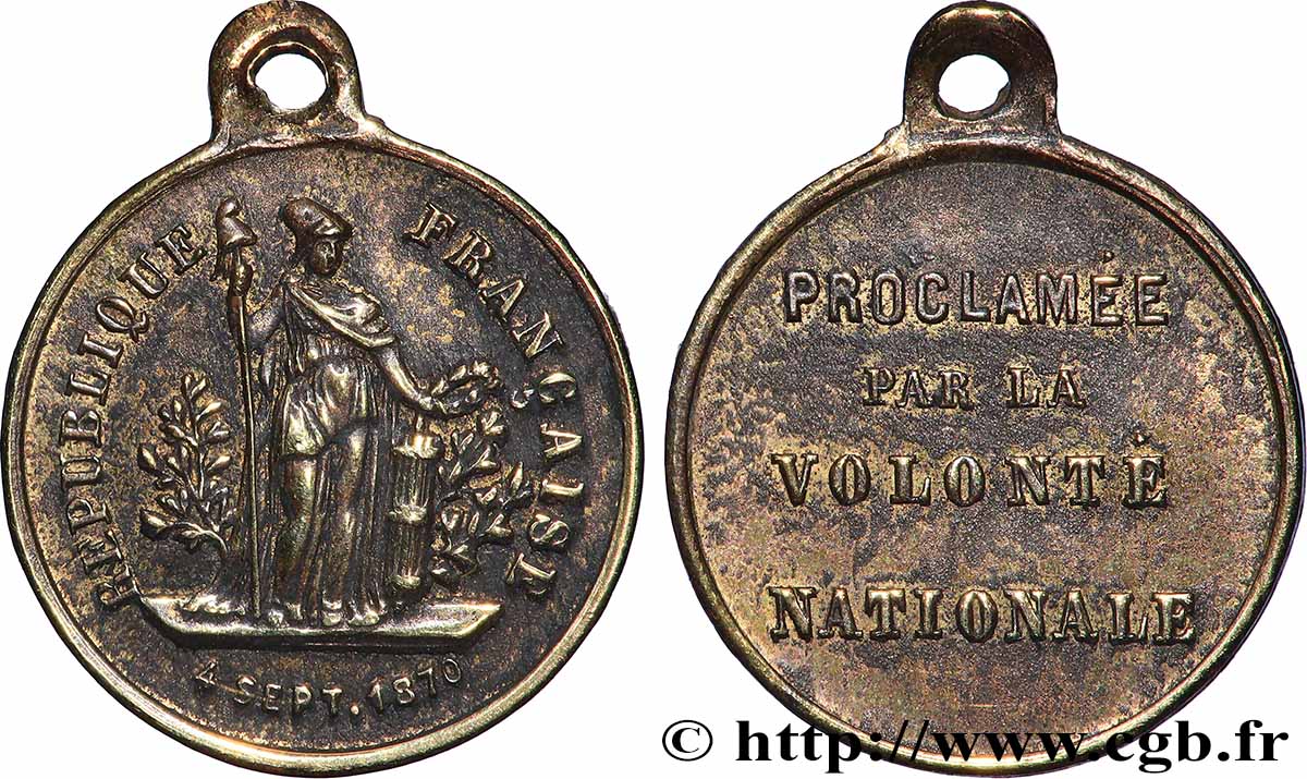 TROISIÈME RÉPUBLIQUE Médaille, Proclamation de la République, Volonté Nationale TTB