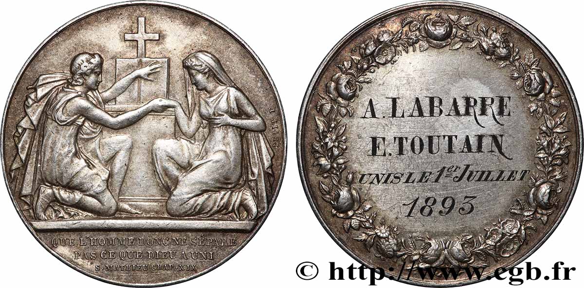 AMOUR ET MARIAGE Médaille de mariage TTB+