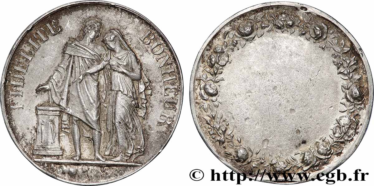 AMOUR ET MARIAGE Médaille de mariage, Fidélité et Bonheur TB