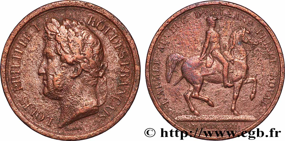 ILE DE FRANCE - VILLES et NOBLESSE Médaille, L’armée au Duc d’Orléans, prince royal B+