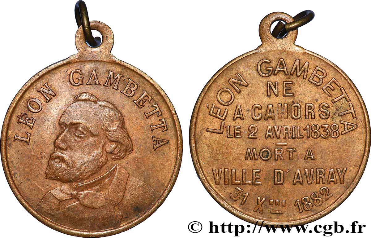 TROISIÈME RÉPUBLIQUE Médaillette, Léon Gambetta TTB