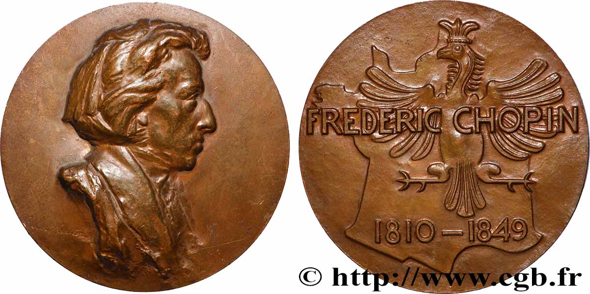 IV REPUBLIC Médaille, Centenaire de la mort de Frédéric Chopin AU