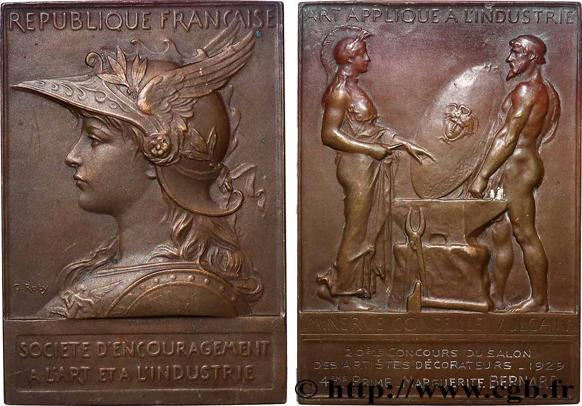 DRITTE FRANZOSISCHE REPUBLIK Plaque, Société d’encouragement à l’art et à l’industrie, 20e concours du salon des artistes décorateurs SS