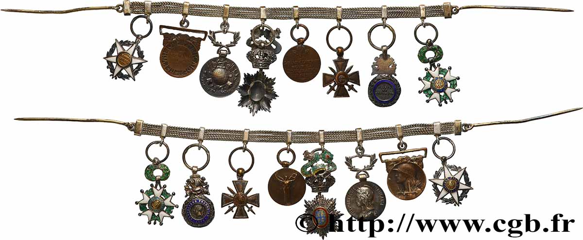 TROISIÈME RÉPUBLIQUE Chaînette de gala portant huit miniatures TTB+