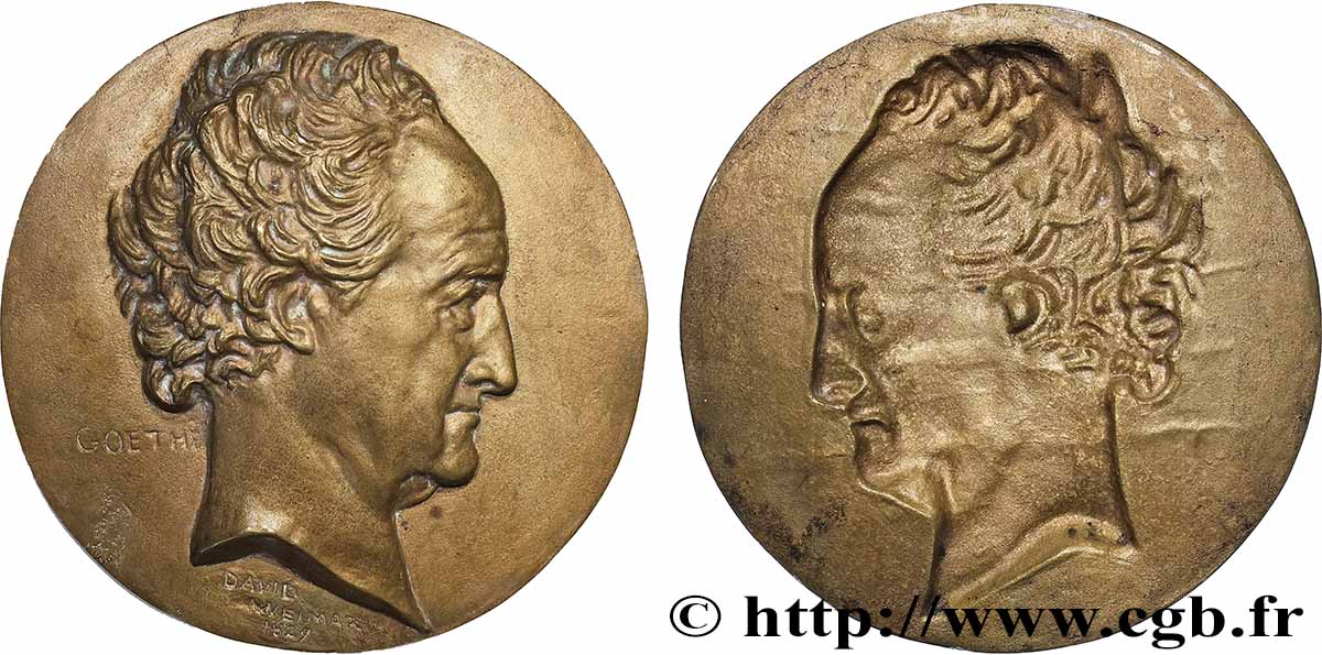 SCIENCES & SCIENTIFIQUES Fonte, Johann Wolfgang von Goethe par David d’Anger TTB+