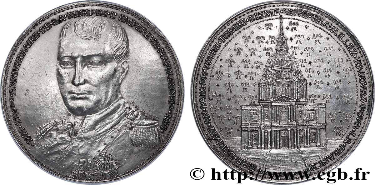 V REPUBLIC Médaille, 150e anniversaire de la mort de Napoléon  Ier AU