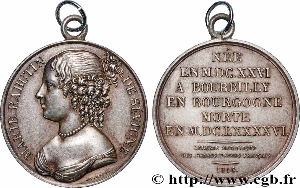 GALERIE MÉTALLIQUE DES GRANDS HOMMES FRANÇAIS Médaille, Madame de Sévigné, refrappe SUP