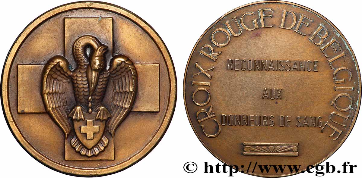 BELGIQUE Médaille, Croix rouge de Belgique, Reconnaissance aux donneurs de sang TTB+