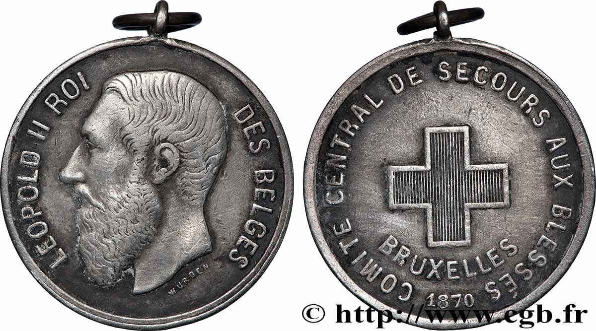 BELGIQUE - ROYAUME DE BELGIQUE - LÉOPOLD II Médaille, Comité central de secours aux blessés TTB