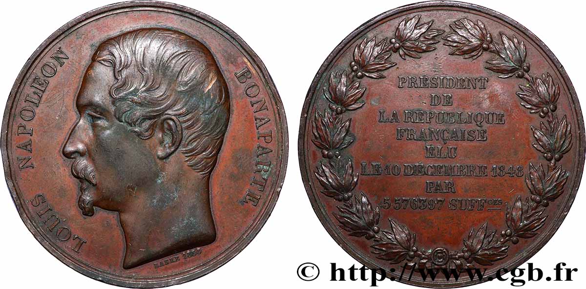 DEUXIÈME RÉPUBLIQUE Médaille, Élection du président Louis Napoléon Bonaparte fVZ