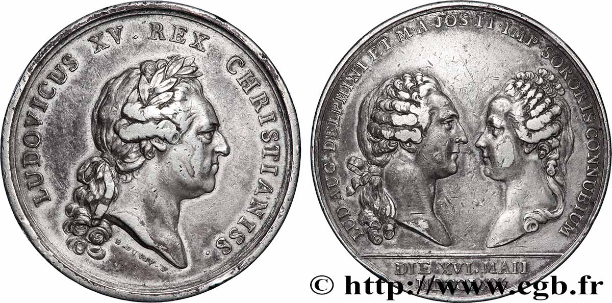 LOUIS XV DIT LE BIEN AIMÉ Médaille, Mariage du dauphin TTB