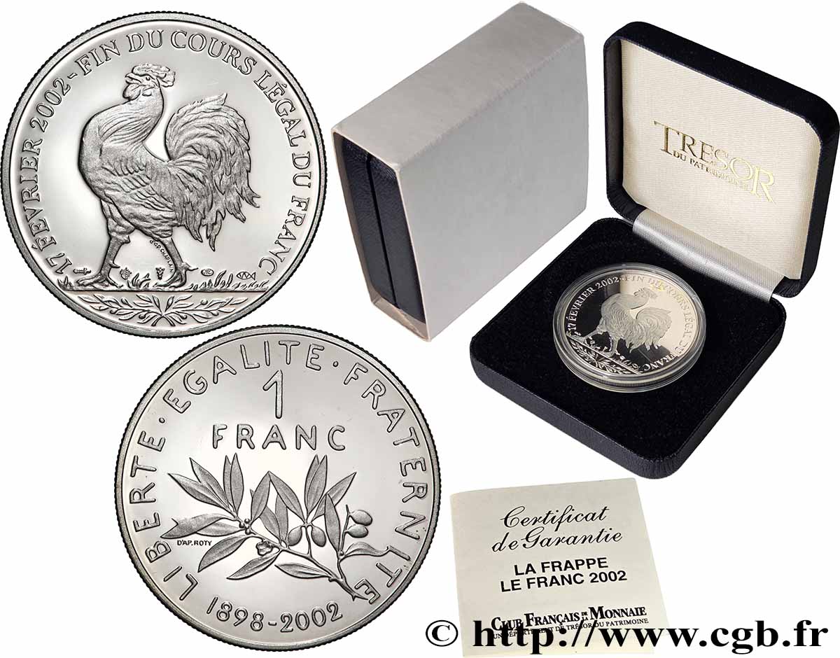 V REPUBLIC Médaille, Fin du cours légal du Franc Proof set