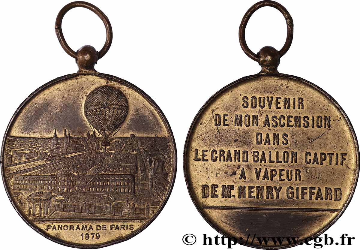 TROISIÈME RÉPUBLIQUE Médaille du ballon à vapeur - panorama de Paris TTB+