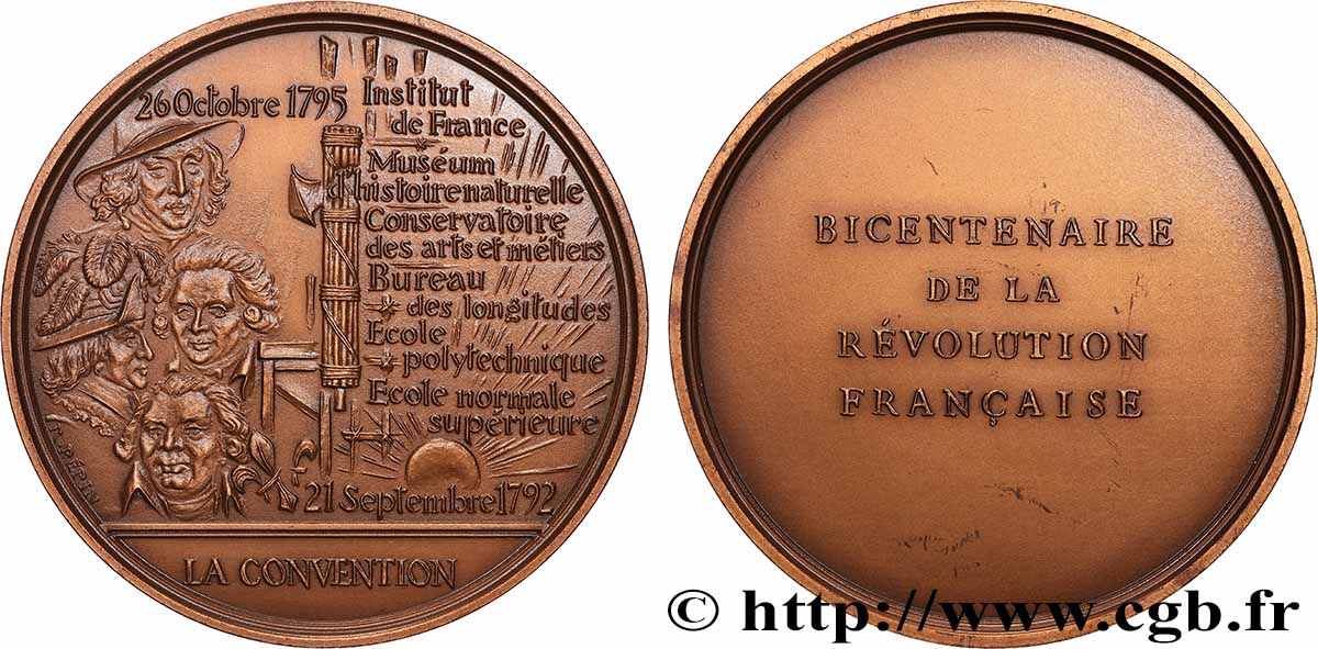 V REPUBLIC Médaille, Bicentenaire de la Révolution, La Convention MS/AU