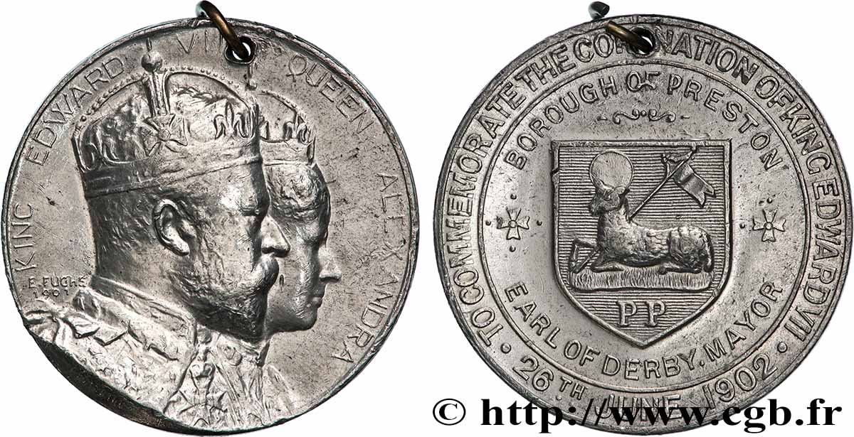 GRANDE-BRETAGNE - ÉDOUARD VII Médaille, Commémoration du couronnement du roi Édouard VII fVZ