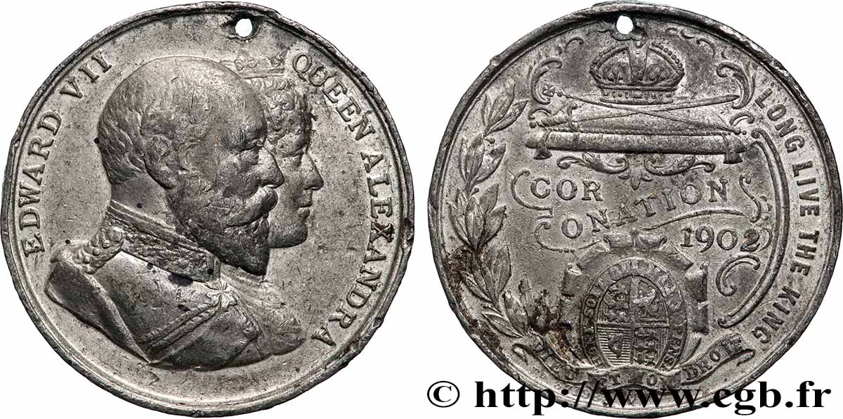 GRANDE-BRETAGNE - ÉDOUARD VII Médaille, Commémoration du couronnement du roi Édouard VII SS