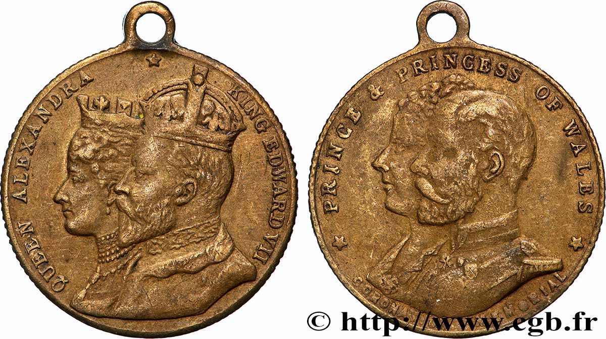 GRANDE-BRETAGNE - ÉDOUARD VII Médaille, Commémoration du couronnement du roi Édouard VII fVZ
