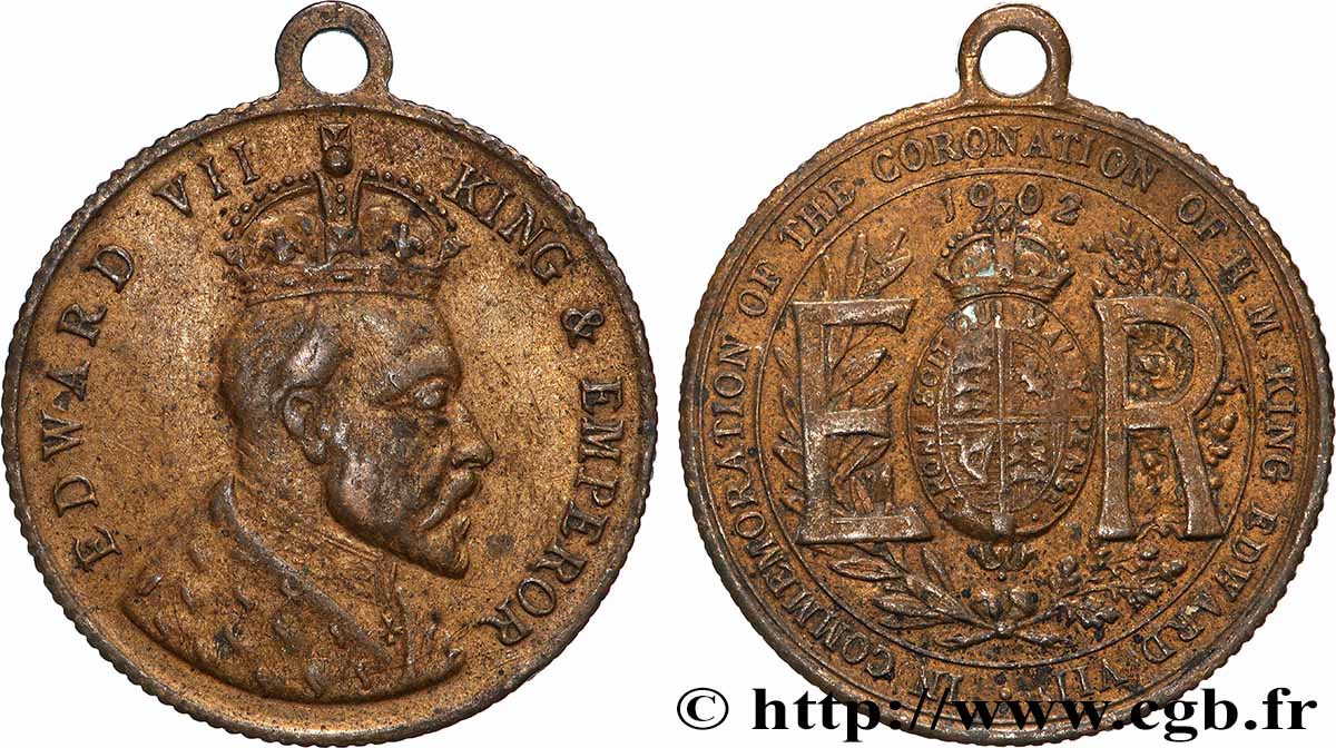 GRANDE-BRETAGNE - ÉDOUARD VII Médaille, Commémoration du couronnement du roi Édouard VII SS