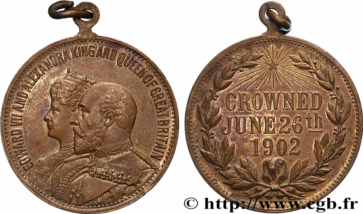 GRANDE-BRETAGNE - ÉDOUARD VII Médaille, Commémoration du couronnement du roi Édouard VII fVZ