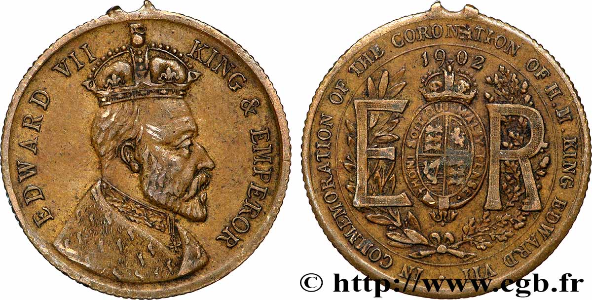 GRANDE-BRETAGNE - ÉDOUARD VII Médaille, Commémoration du couronnement du roi Édouard VII SS