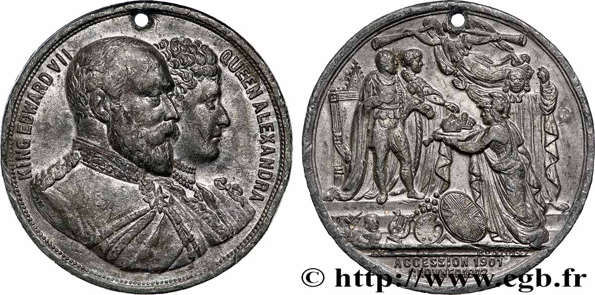 GRANDE-BRETAGNE - ÉDOUARD VII Médaille, Commémoration du couronnement du roi Édouard VII fVZ