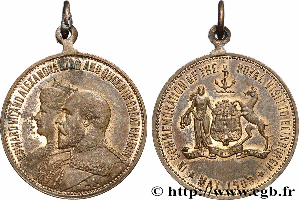 GRANDE-BRETAGNE - ÉDOUARD VII Médaille, Visite du couple royal à Édimbourg fVZ