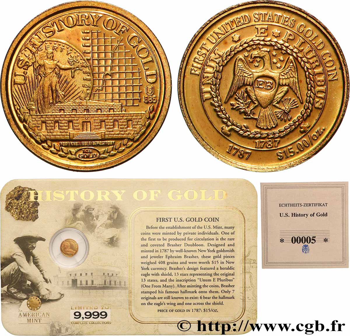 ÉTATS-UNIS D&nbsp;AMÉRIQUE Médaille, Découverte de l’or fST