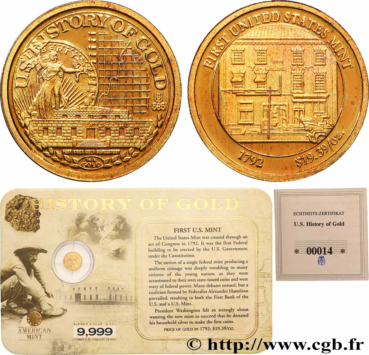 ÉTATS-UNIS D&nbsp;AMÉRIQUE Médaille, Découverte de l’or SPL