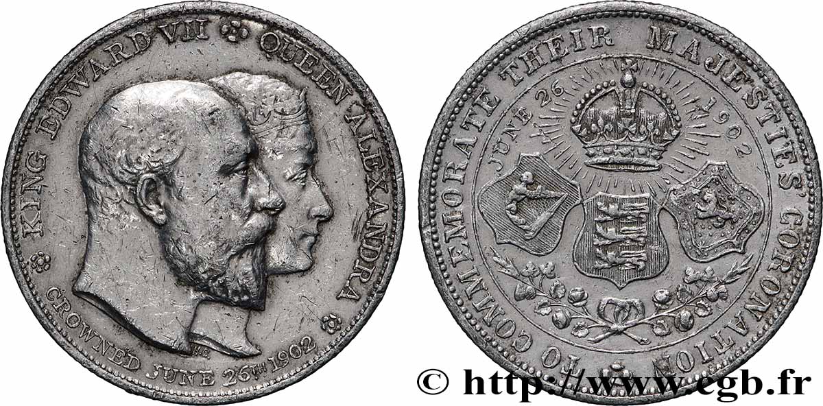 GRANDE-BRETAGNE - ÉDOUARD VII Médaille, Couronnement d&nbsp;Édouard VII et d&nbsp;Alexandra fVZ
