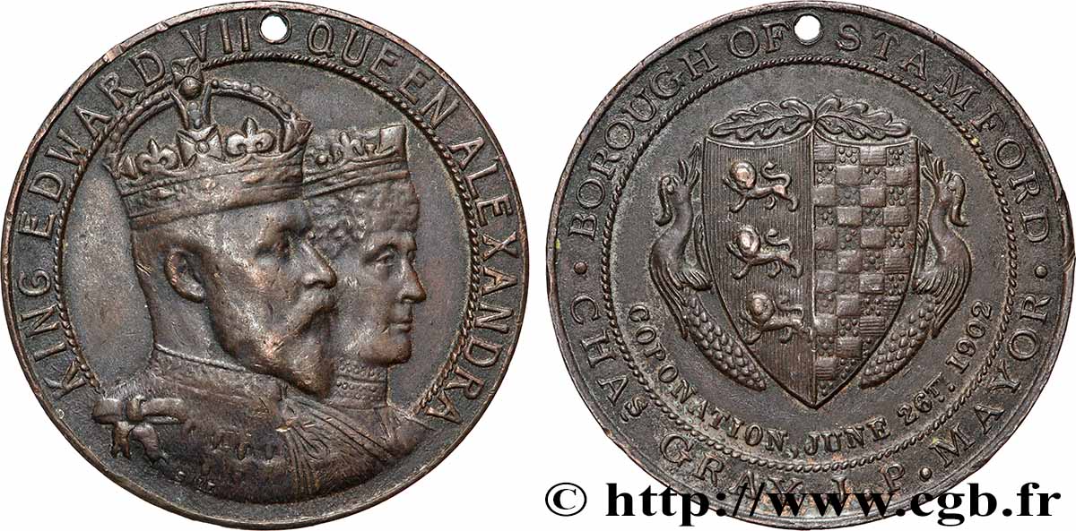 GRANDE-BRETAGNE - ÉDOUARD VII Médaille, Commémoration du couronnement du roi Édouard VII fVZ