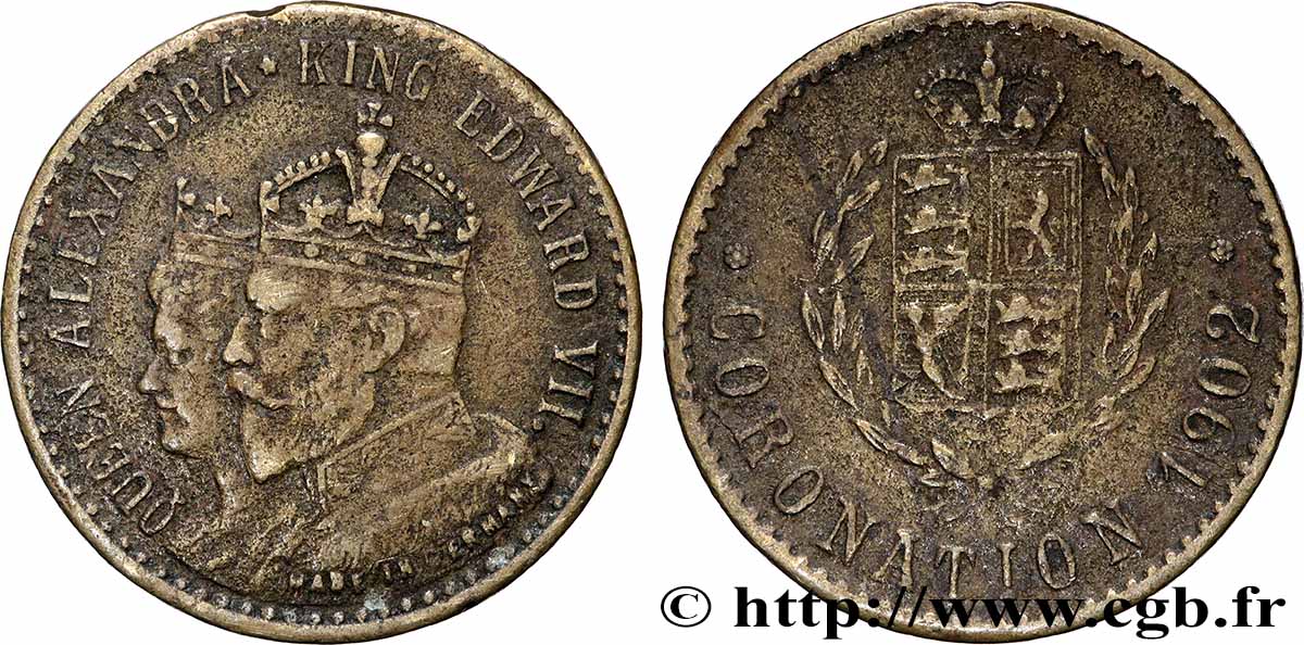 GRANDE-BRETAGNE - ÉDOUARD VII Médaille, Commémoration du couronnement du roi Édouard VII TTB+