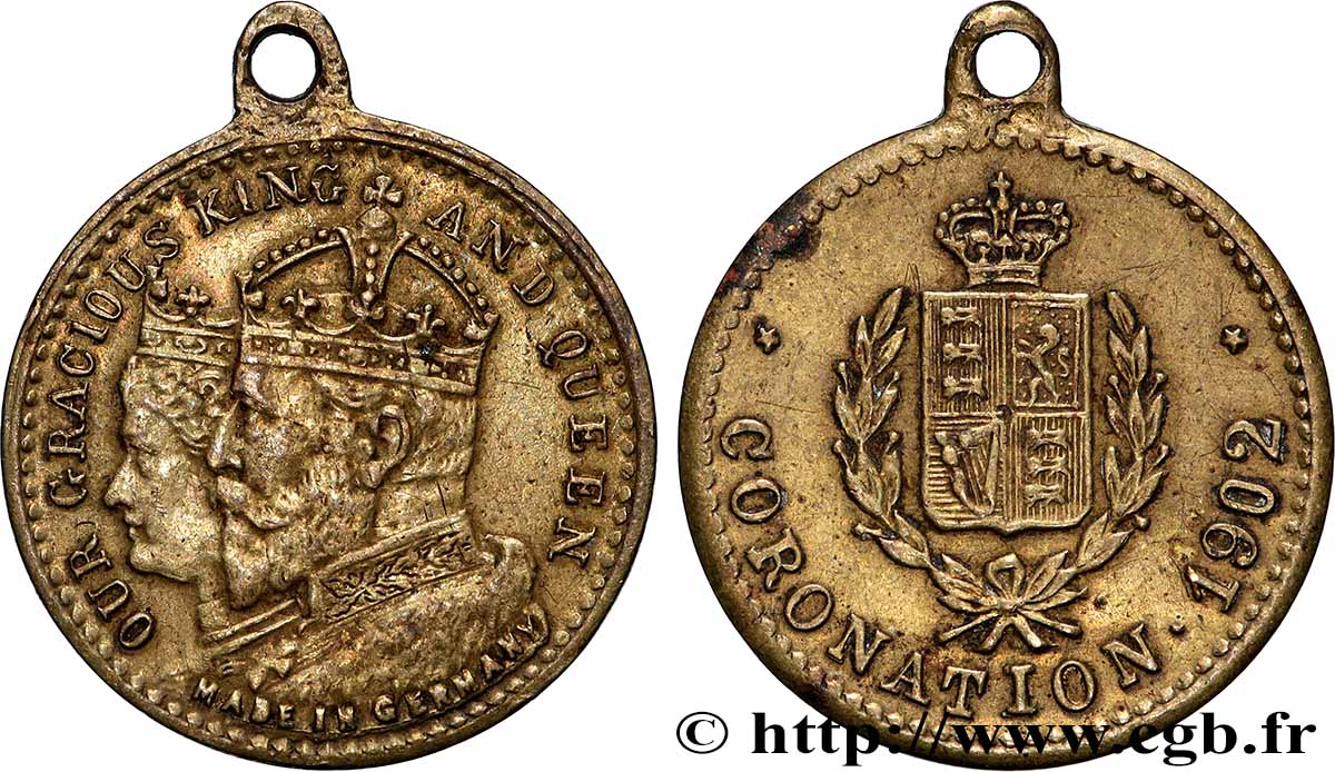 GRANDE-BRETAGNE - ÉDOUARD VII Médaille, Commémoration du couronnement du roi Édouard VII TTB+