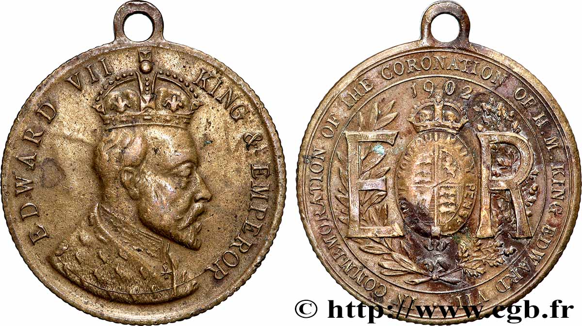 GRANDE-BRETAGNE - ÉDOUARD VII Médaille, Commémoration du couronnement du roi Édouard VII TTB+