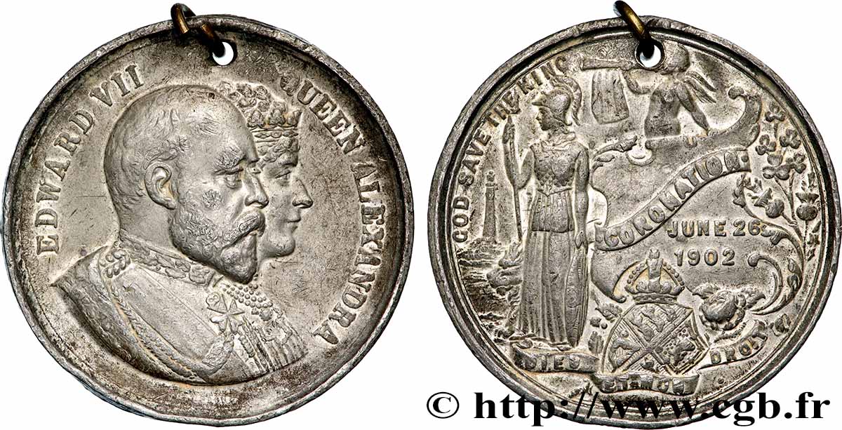 GRANDE-BRETAGNE - ÉDOUARD VII Médaille, Couronnement du roi Édouard VII TTB