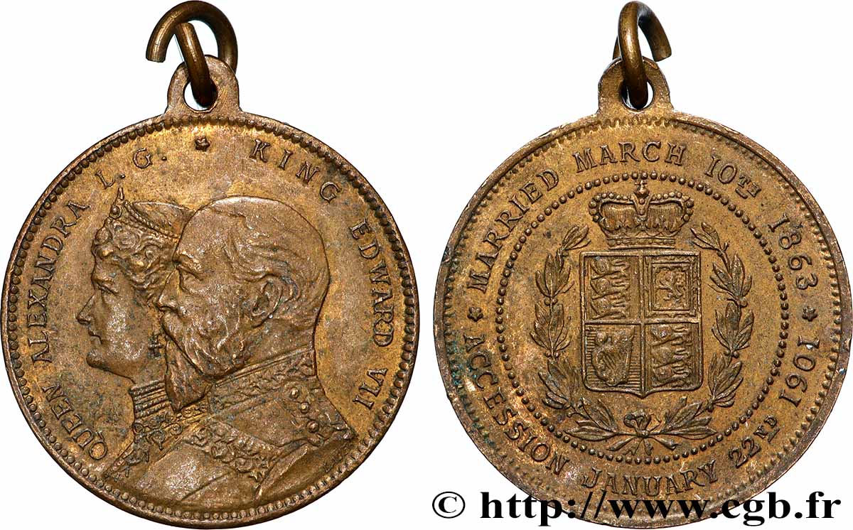 GRANDE-BRETAGNE - ÉDOUARD VII Médaille, Accession au trône fVZ