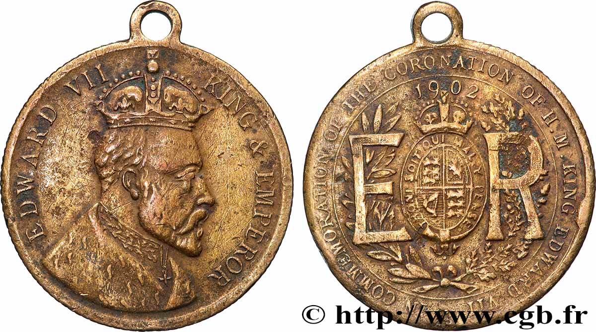GRANDE-BRETAGNE - ÉDOUARD VII Médaille, Commémoration du couronnement du roi Édouard VII MBC