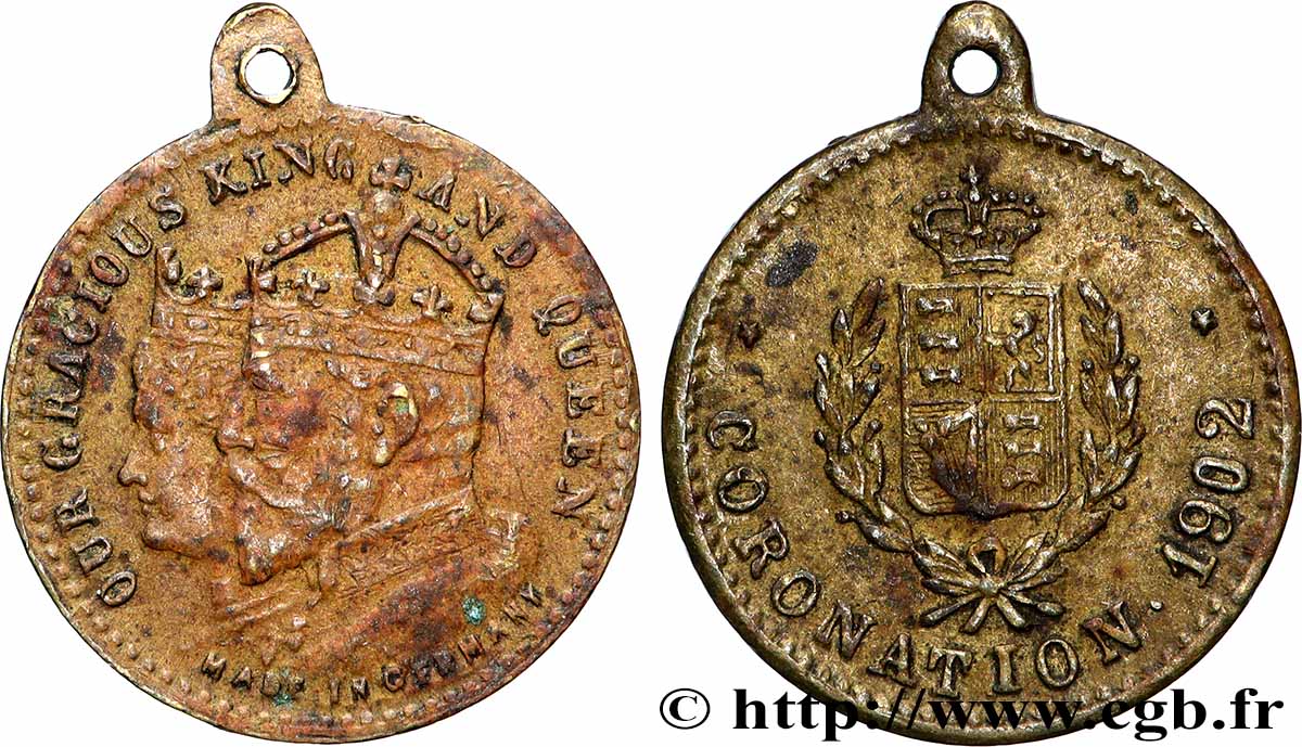 GRANDE-BRETAGNE - ÉDOUARD VII Médaille, Commémoration du couronnement du roi Édouard VII XF