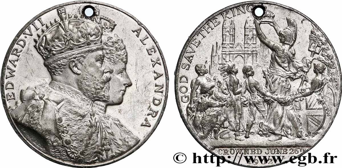 GREAT-BRITAIN - EDWARD VII Médaille, Commémoration du couronnement du roi Édouard VII AU