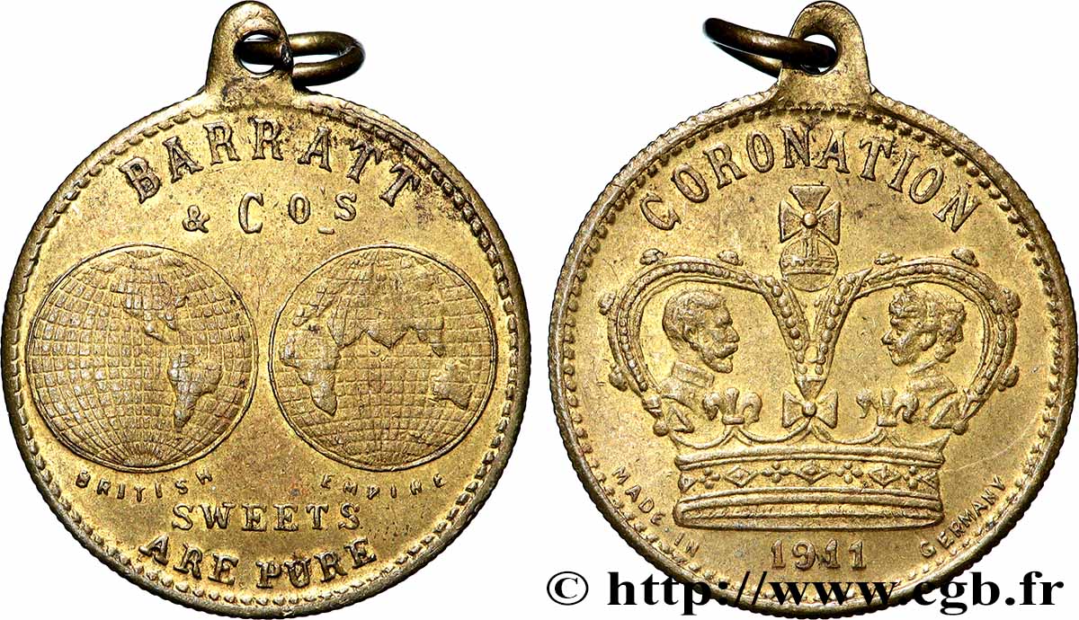 ANGLETERRE - GEORGES V Médaille, Commémoration du couronnement de Georges V AU
