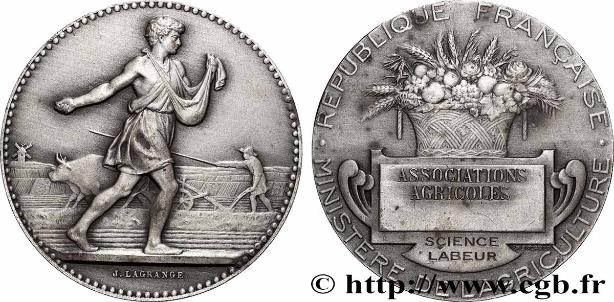 III REPUBLIC Médaille, Associations agricoles AU