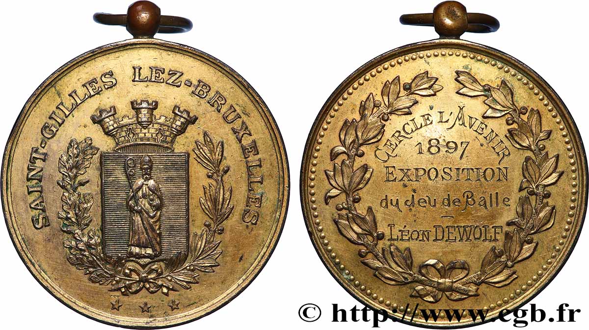 BELGIQUE - ROYAUME DE BELGIQUE - LÉOPOLD II Médaille, Cercle L’avenir, Exposition du jeu de balle TTB