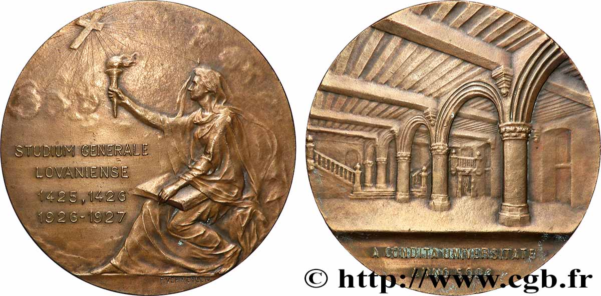 BELGIQUE - ROYAUME DE BELGIQUE - ALBERT Ier Médaille, Médaille, Bibliothèque Universitaire de Louvain TTB