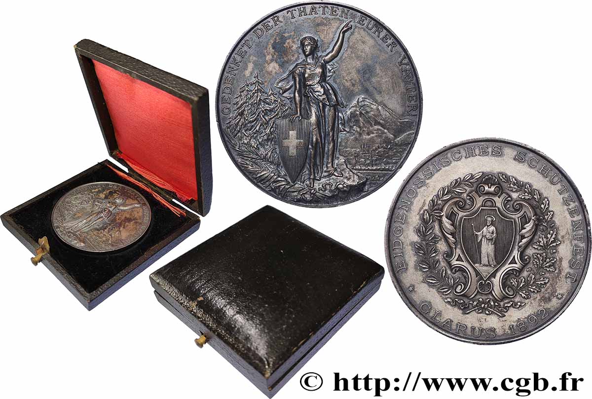 SWITZERLAND - HELVETIC CONFEDERATION Médaille, Festival de tir de Glaris SS