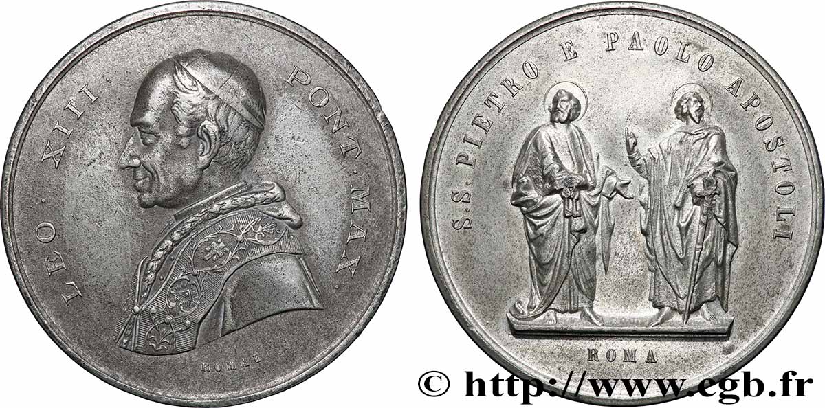 ITALIE - ÉTATS DE L&nbsp;ÉGLISE - LÉON XIII (Vincenzo Gioacchino Pecci) Médaille, Saint Pierre et Saint Paul q.SPL