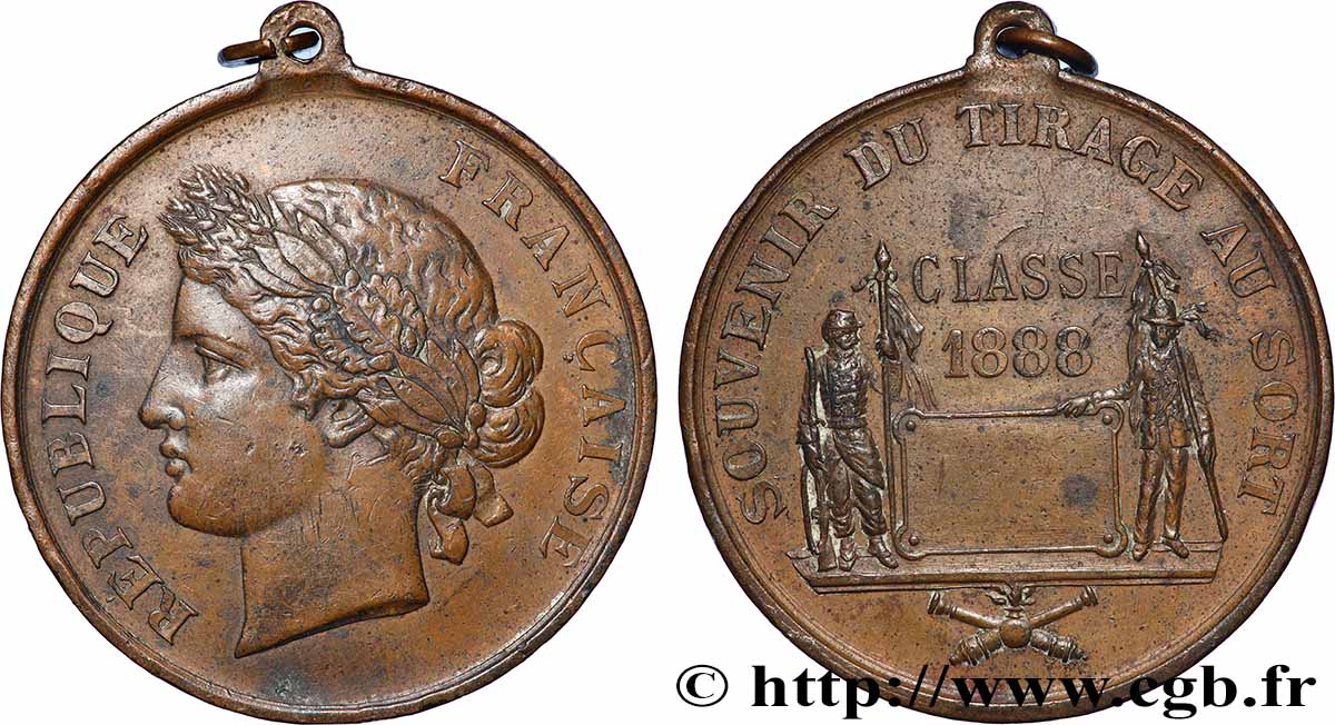 III REPUBLIC Médaille, Souvenir du tirage au sort AU
