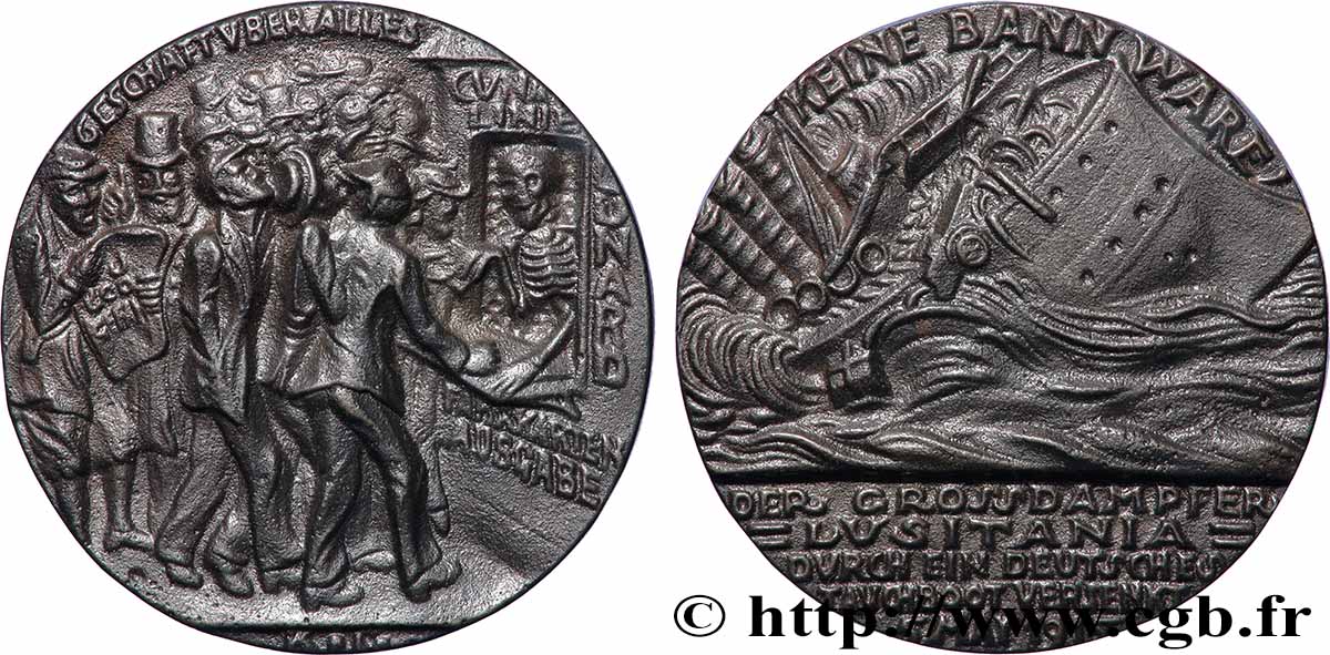 III REPUBLIC Médaille, Torpillage du Lusitania AU