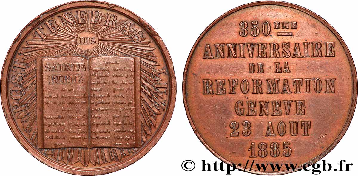 SWITZERLAND - CONFEDERATION OF HELVETIA Médaille, 350e anniversaire de la réformation AU