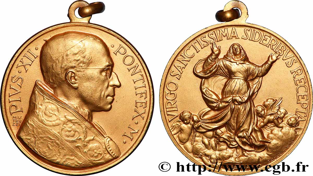 VATICAN - PIE XII (Eugenio Pacelli) Médaille, Assomption de la Vierge Marie VZ