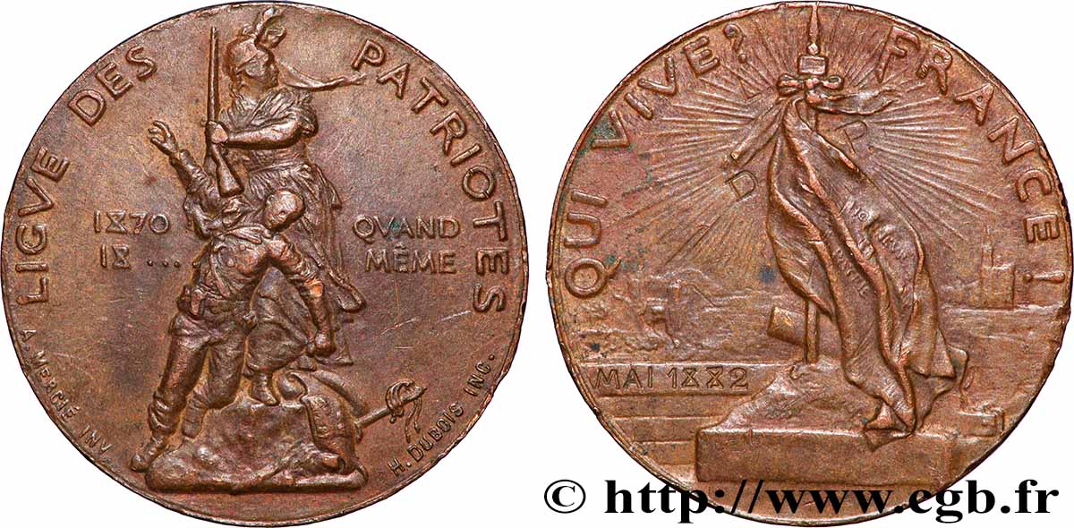 III REPUBLIC Médaille, Ligue des patriotes XF